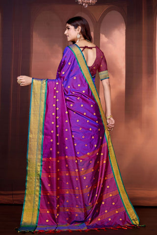 Purple Pure Aura South Soft Silk Pattu Saree_Kumari Sarees