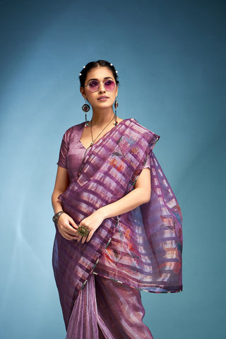 Purple Tissue Silk Saree_Kumari Sarees