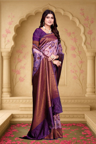 Purple Kanjeevarm Banarasi Soft Silk Saree_Kumari Sarees