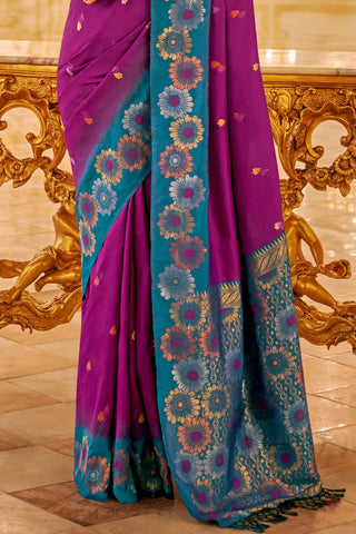 Purple Soft Banarasi Silk Saree