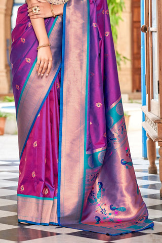 PURPLE SOFT PESHWAI PAITHANI SILK SAREE