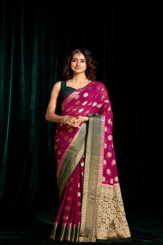 Purple Georgette Silk Saree_Kumari Sarees