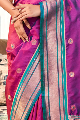 PURPLE SOFT PESHWAI PAITHANI SILK SAREE