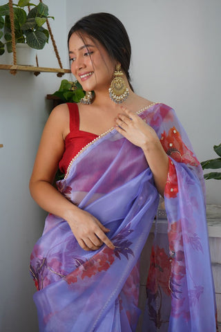 PURPLE ORGANZA SAREE