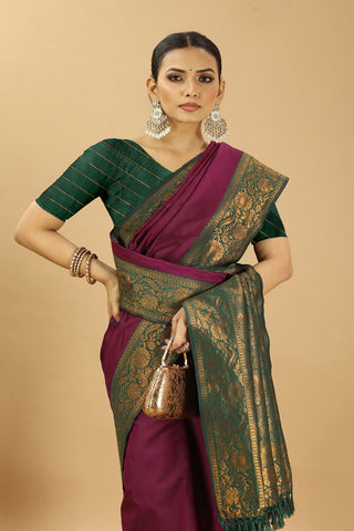 Purple Banarasi Silk Saree