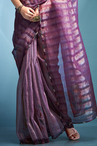 Purple Tissue Silk Saree_Kumari Sarees