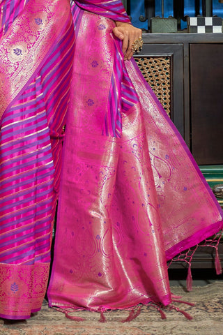 PURPLE PURE SATIN HANDLOOM WEAVING SAREE