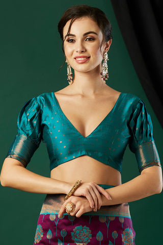 Purple Banarasi Silk Saree_Kumari Sarees