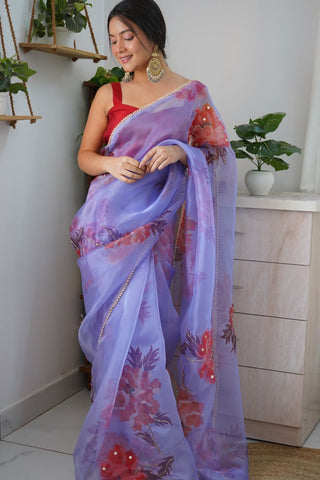 PURPLE ORGANZA SAREE