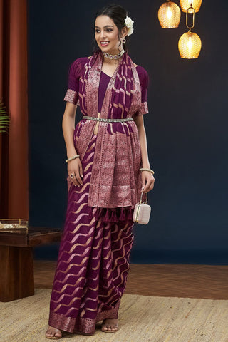 Purple Handloom Weaving Silk With Zari Saree_Kumari Sarees