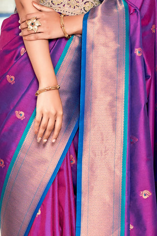 PURPLE SOFT PESHWAI PAITHANI SILK SAREE