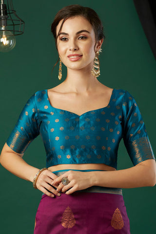 Purple Banarasi Silk Saree_Kumari Sarees