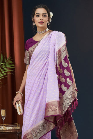 Purple Georgette Saree_Kumari Sarees