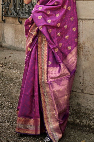 Purple Soft Silk Handloom Weaving Saree