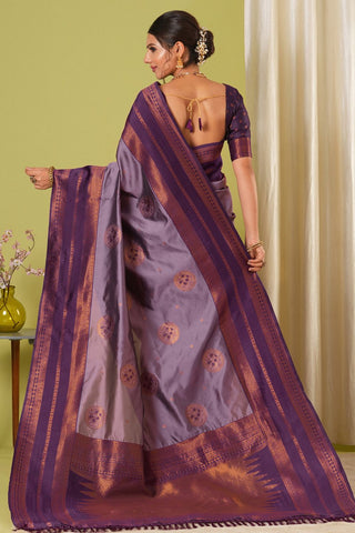 Purple Banarasi Silk Saree_Kumari Sarees