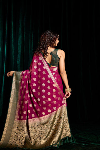 Purple Georgette Silk Saree_Kumari Sarees