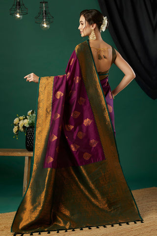 Purple Banarasi Silk Saree_Kumari Sarees