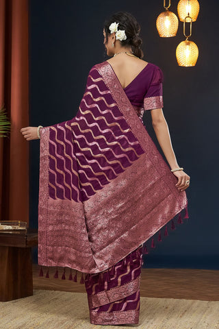 Purple Handloom Weaving Silk With Zari Saree_Kumari Sarees