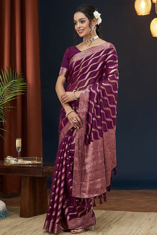 Purple Handloom Weaving Silk With Zari Saree_Kumari Sarees