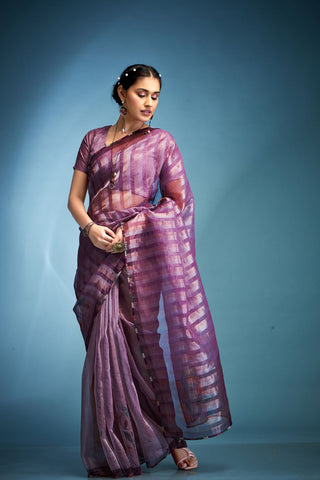 Purple Tissue Silk Saree