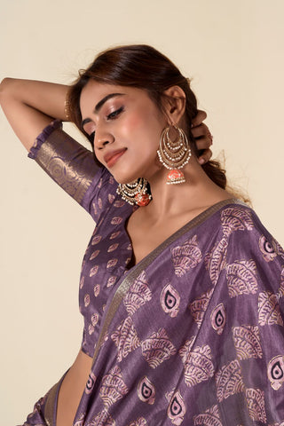 PURPLE SOFT DOLA SILK SAREE