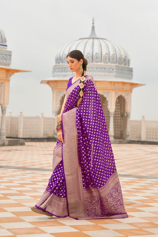 PURPLE NYLON HADNLOOM WEAVING SAREES