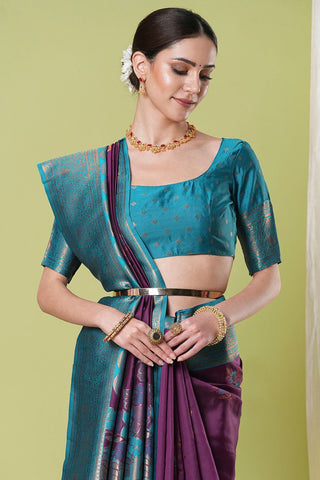 Purple Banarasi Silk Saree_Kumari Sarees