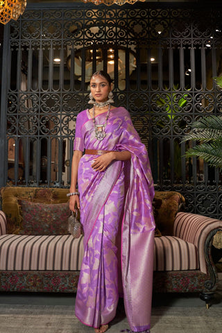 PURPLE PURE MODAL HANDLOOM WEAVING SILK SAREE