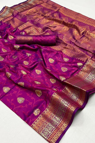 Purple Soft Silk Handloom Weaving Saree