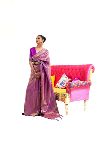 PURPLE KANJEEVARAM HANDLOOM SILK SAREE 