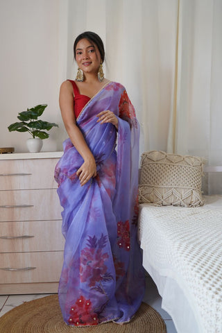 PURPLE ORGANZA SAREE