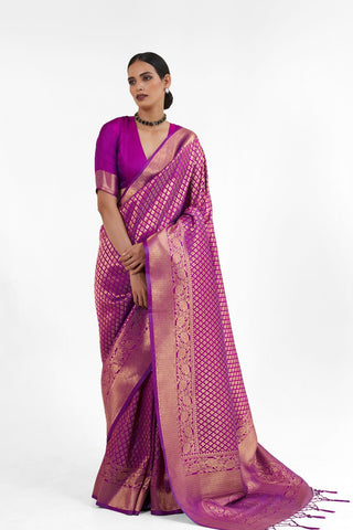 PURPLE KANJEEVARAM HANDLOOM SILK SAREE 