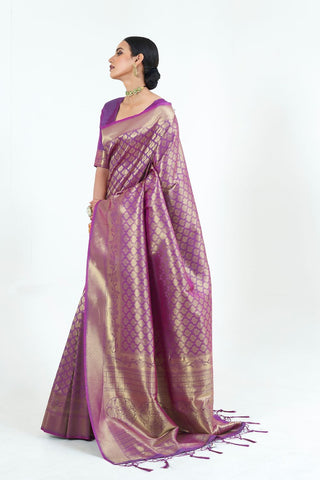 Purple Kanjeevaram Handloom Silk Saree