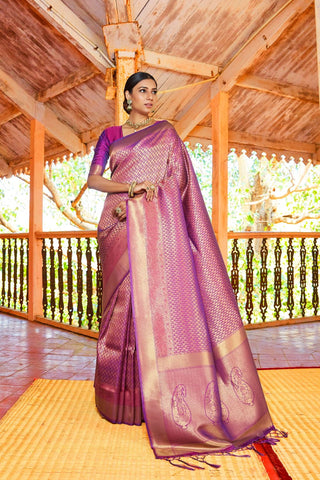 PURPLE KANJEEVARAM HANDLOOM SILK SAREE 