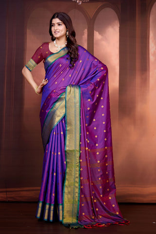 Purple Pure Aura South Soft Silk Pattu Saree_Kumari Sarees