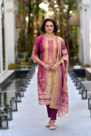 Purple Vatican Silk Blend With Embroidery Kurta Set_Kumari Sarees