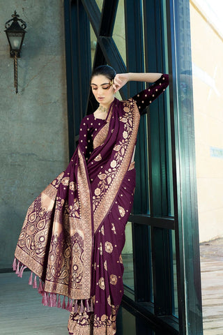 Dark Purple Crepe Georgette Saree_Kumari Sarees