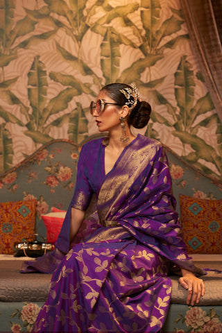 VIOLET NYLON CHINON TWO - TONE WEAVING SAREE