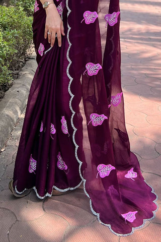 Purple Chiffon Silk Saree