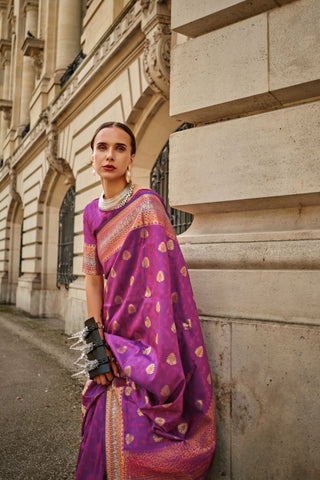 Purple Soft Silk Handloom Weaving Saree