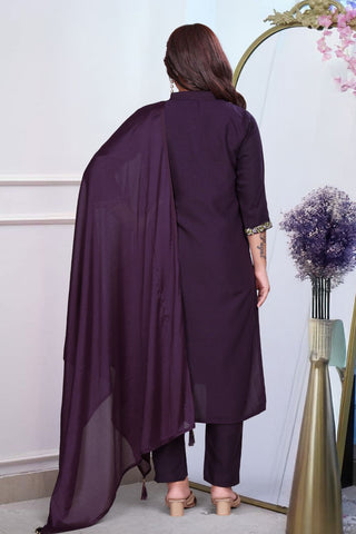Purple Viscose With Embroidery Kurta Set_Kumari Sarees