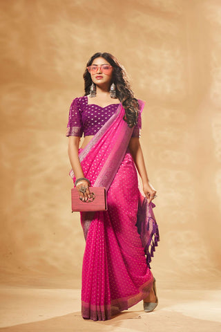 Purple Pure Georgette Saree