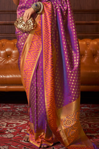 PURPLE HANDLOOM WEAVING SILK SAREE