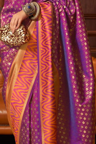 PURPLE HANDLOOM WEAVING SILK SAREE