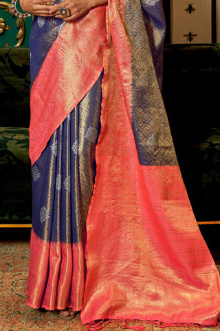 PURPLE & PINK ZARI BASE HANDLOOM WEAVING SILK SAREE