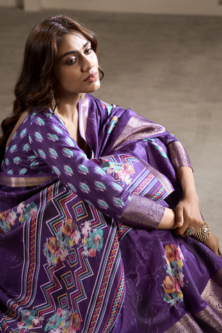 Purple Soft Dola Silk Saree