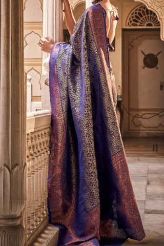 Purple Handloom Weaving Silk With Zari Saree