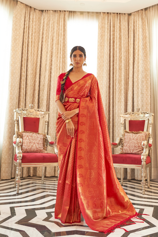 RED KANJEEVARAM HANDLOOM SILK SAREE 