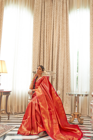 RED KANJEEVARAM HANDLOOM SILK SAREE 