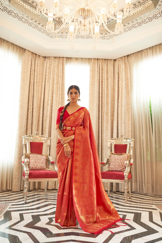 RED KANJEEVARAM HANDLOOM SILK SAREE 